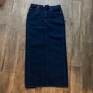 NEW Denim Forum Dark Blue Straight-Leg Denim Maxi Skirt